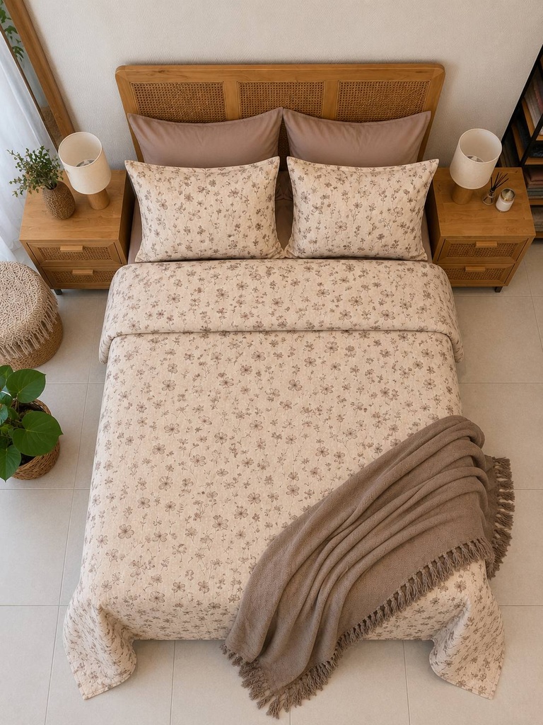 Parure de drap 6 pcs Flora Beige