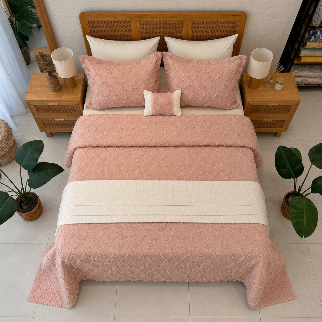 Couvre lit Zambak 4 pcs Rose