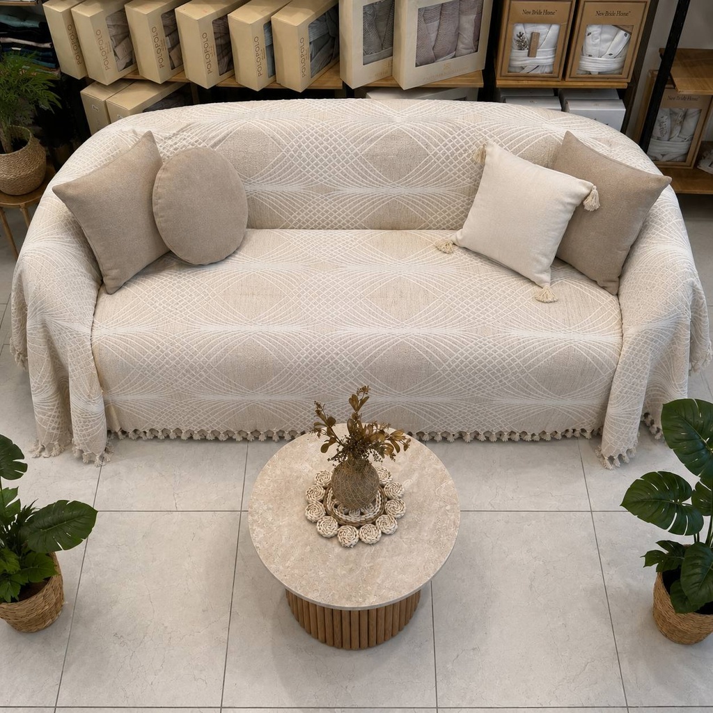 Plaid Tunisien Treillis écru Double Face
