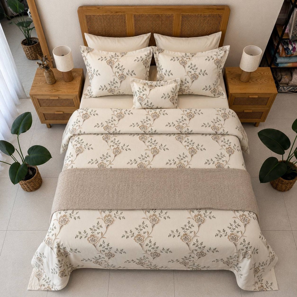 Couvre Lit Floral a Lianes 4 Pieces 