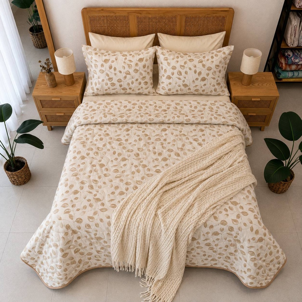 Couvre Lit 3 Pièces – Éclat Floral Blanc