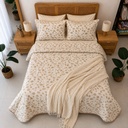 Couvre Lit 6 Pièces – Éclat Floral Blanc