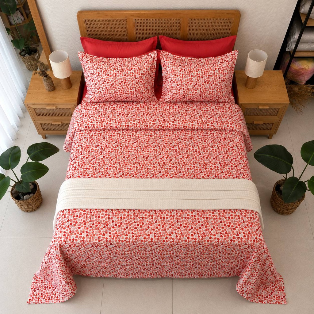 Parure de drap 6 pieces coeur rouge