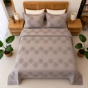 Couvre lit 3 pieces - fleurs gris