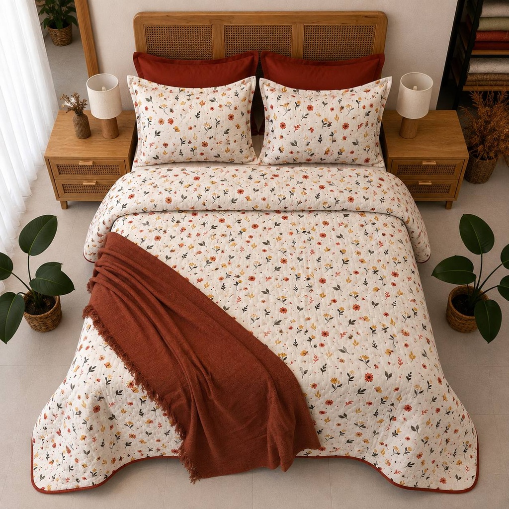 Couvre lit 3 Pieces Sunny Rouge