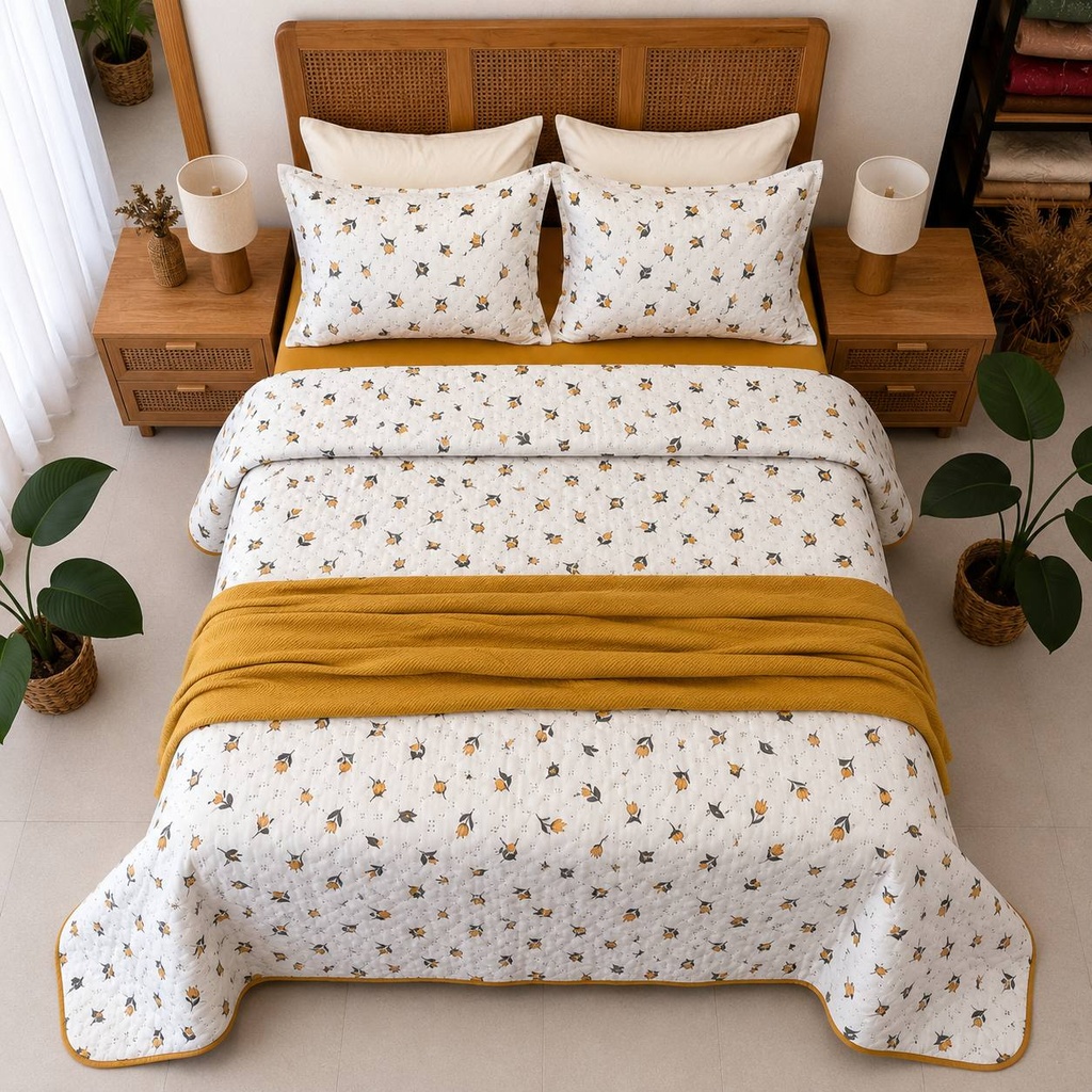 Couvre lit 3 Pieces Sunny Jaune