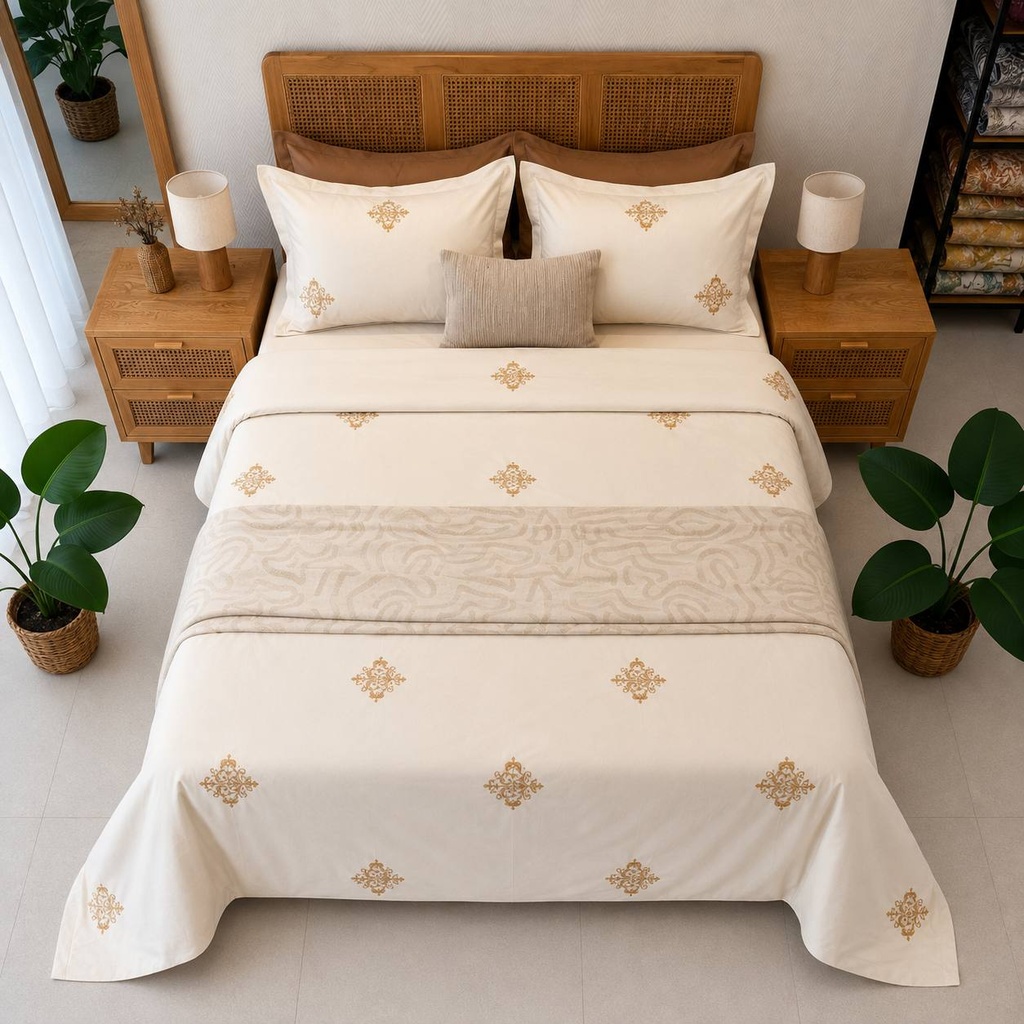 Housse de couette 3 Pieces brode doree