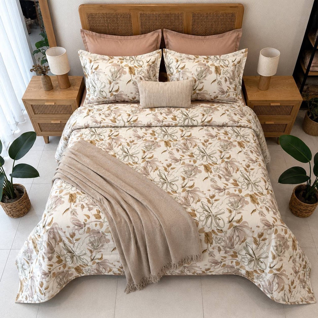 Parure de drap 6 pieces Jardin beige