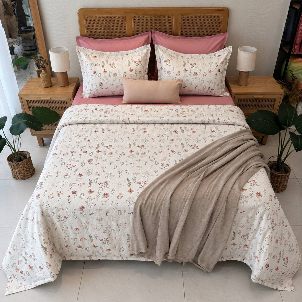 Parure de drap 6 Jardin de Fleur Rose 