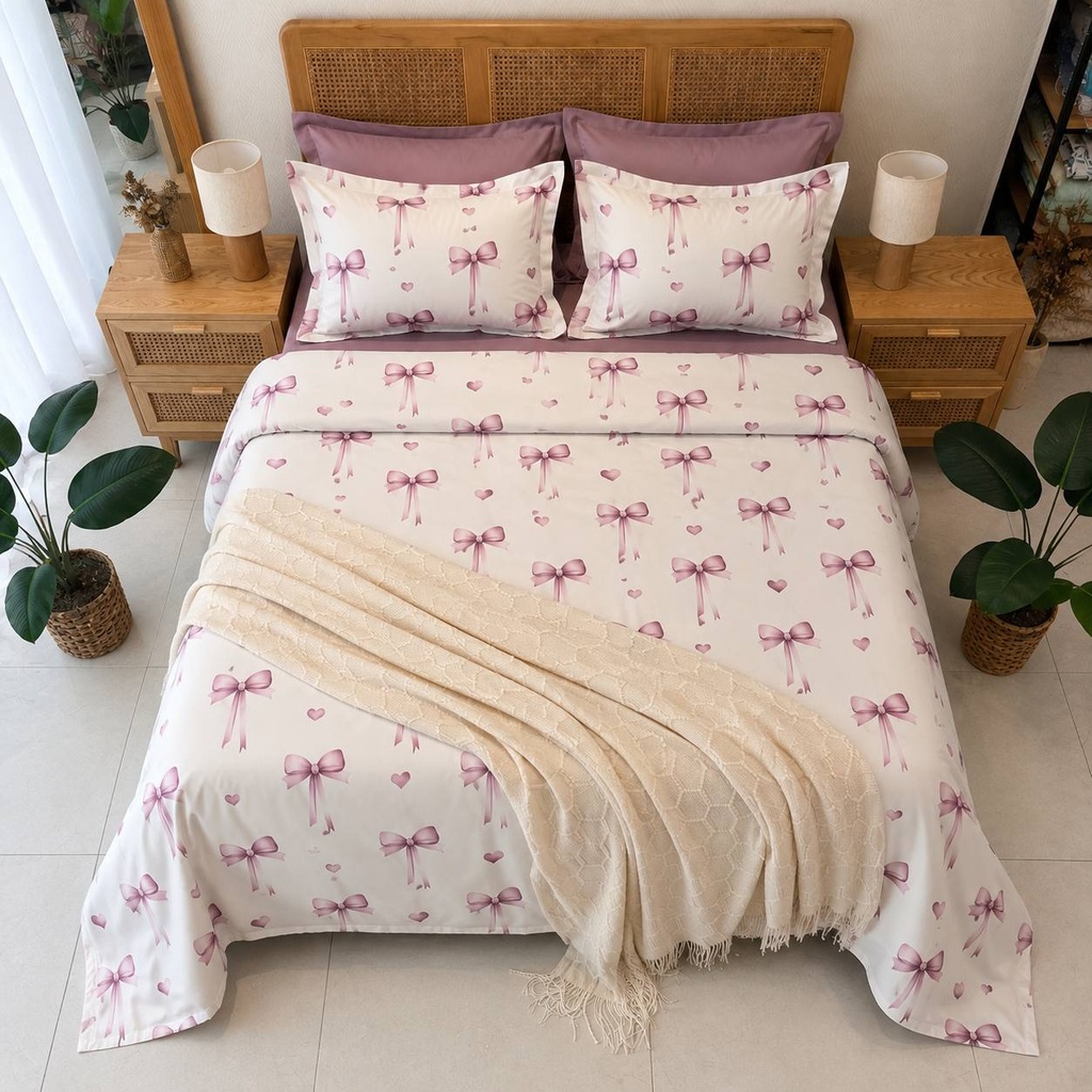 Parure de drap 6 pieces Girly Mauve