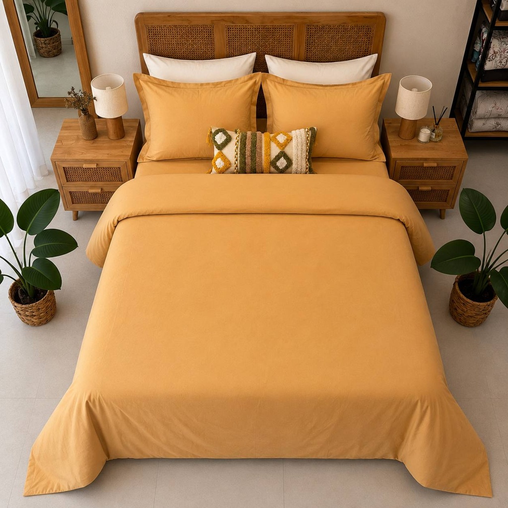 Housse de couette jaune moutarde 4 pieces 