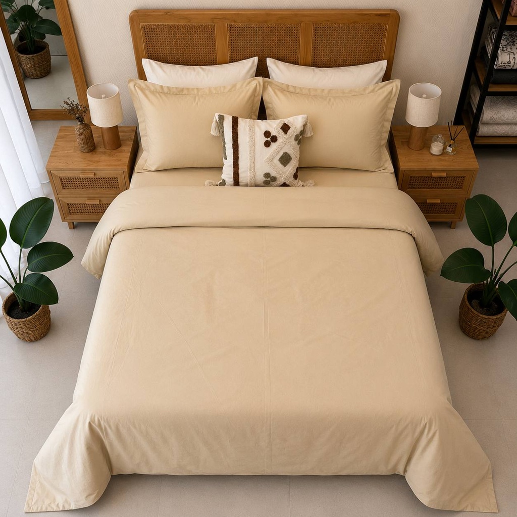 Housse de couette Unis beige 100% Coton