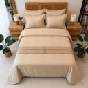 Parure de drap 6 pieces Satin beige 