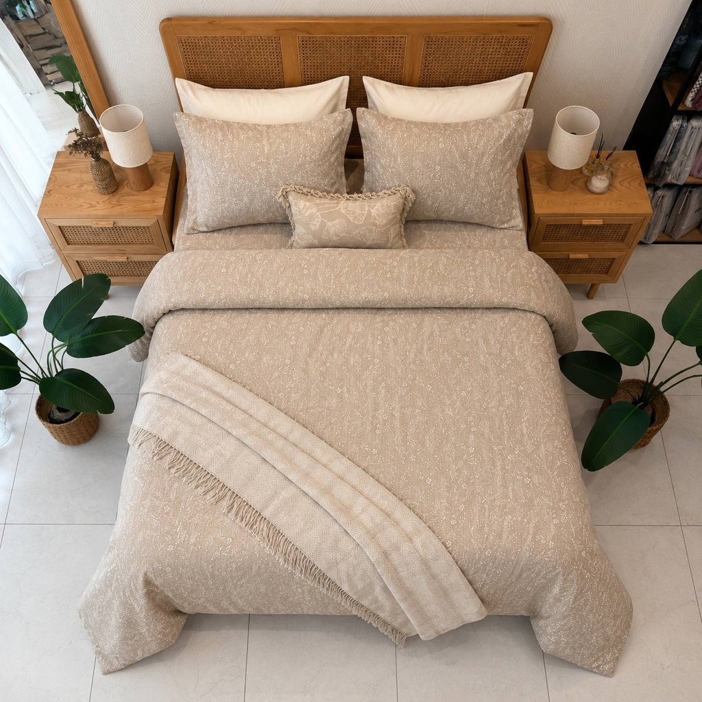 Couvre lit 3 pieces botanique tres fin 