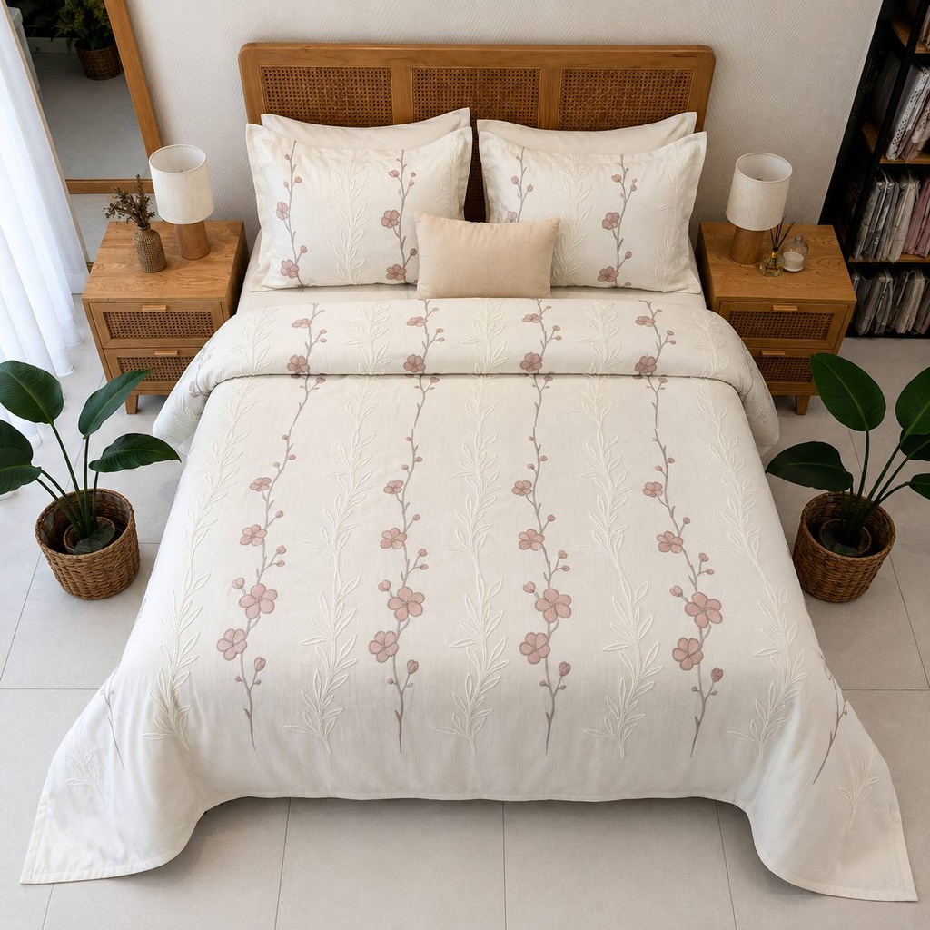 Couvre lit 6 pieces floral vertical