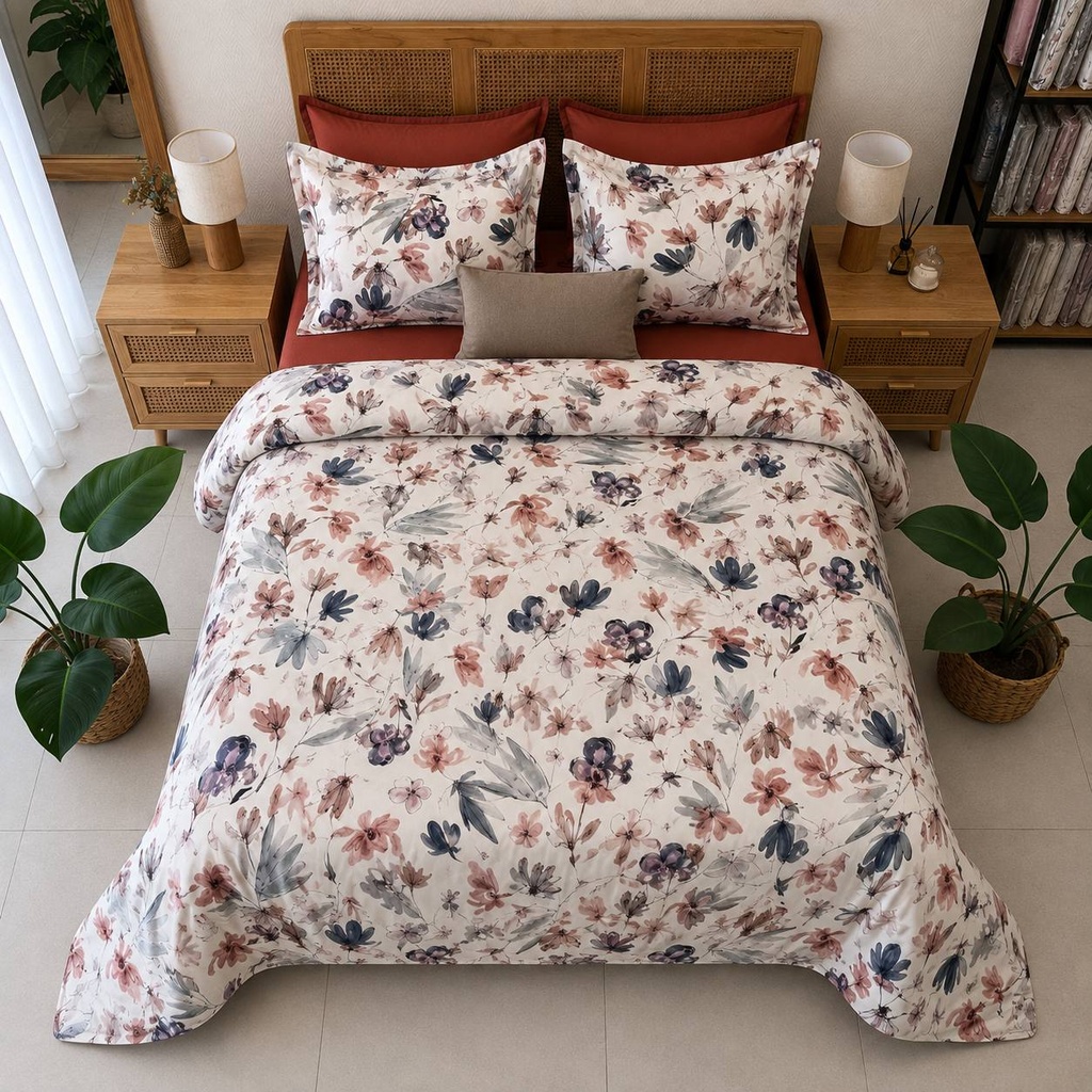 Housse de couette 6 pieces fleurs sauvages