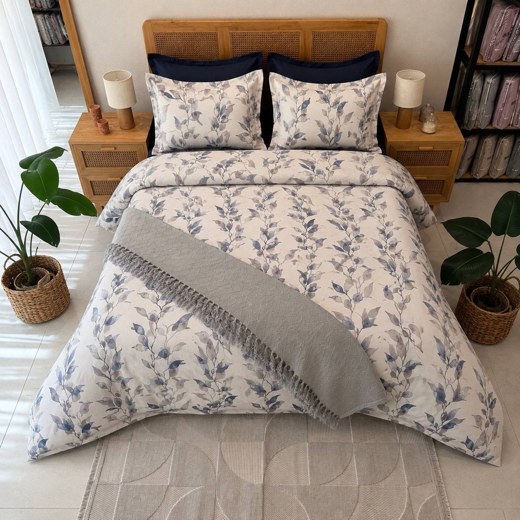 Housse de couette 6 pieces jardin azur