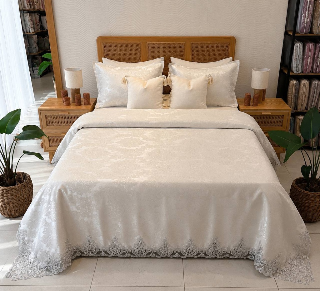 Couvre lit 6 pieces zumrut blanc