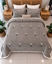 Couverture 3 pieces fleur gris 
