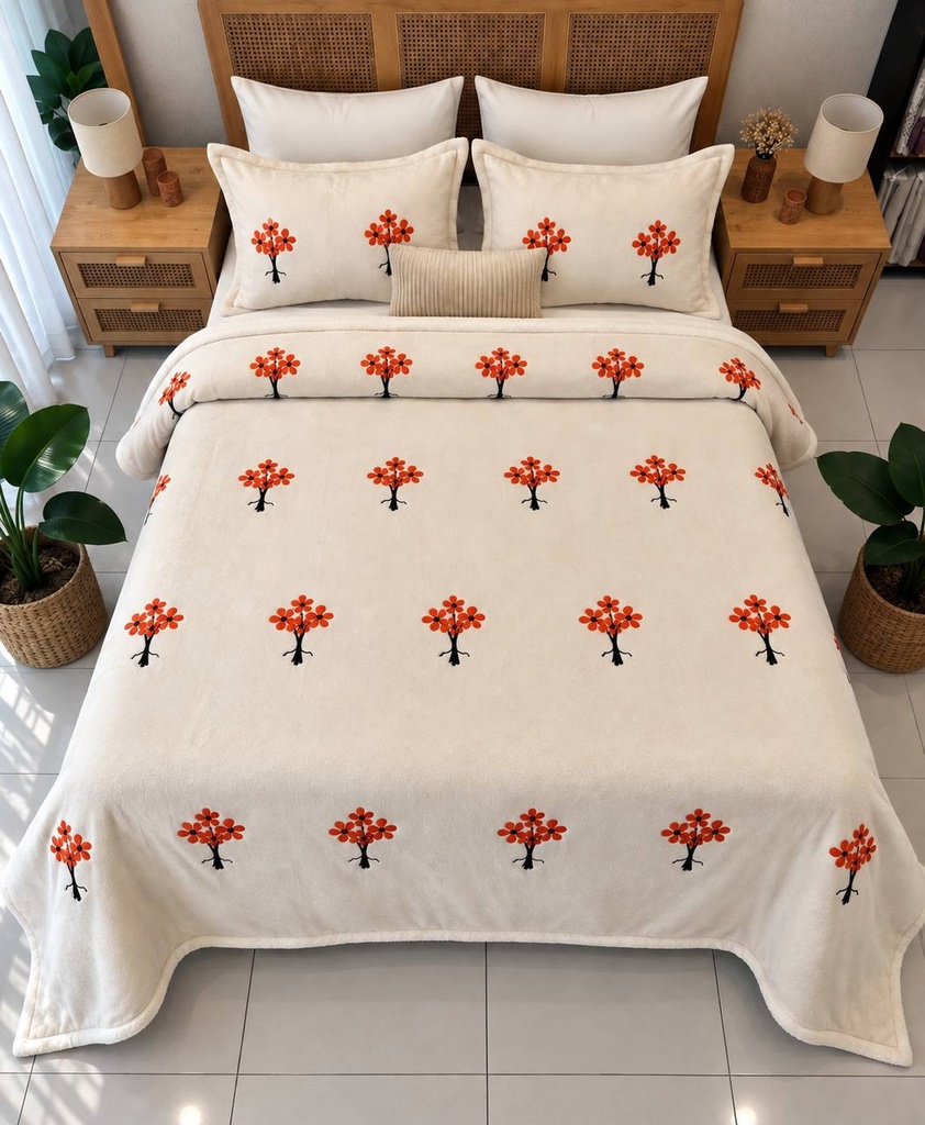 Couverture 3 pieces bouquet blanc