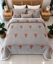Couverture 3 pieces bouquet gris