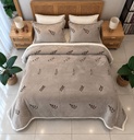 Couverture 3 pieces feuilles gris