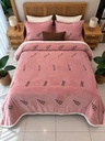 Couverture 3 pieces feuilles rose 