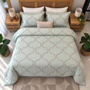 Housse de couette 3 pieces emas brode fleur blanc