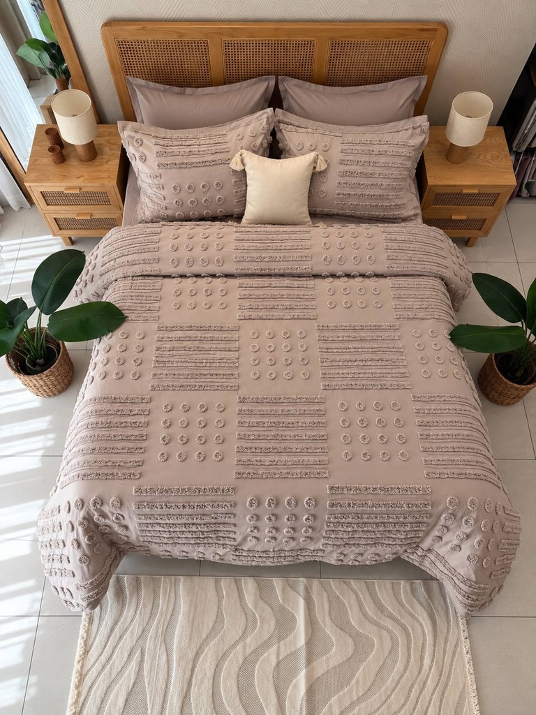 Housse de couette bbh 3 pieces beige rose