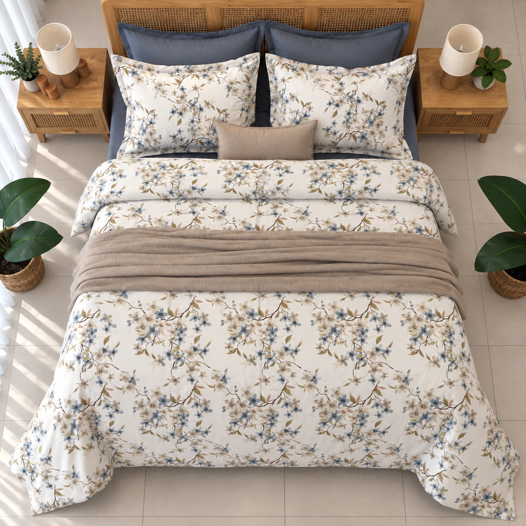 Parure De Drap  6 Pieces floral champetre motif