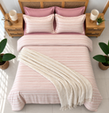 Parure De Drap  6 Pieces raye classique  rose