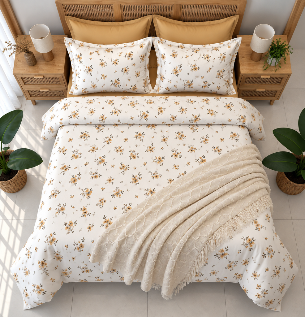 Housse de Couette 6 Pièces 100% Conton  Floral champêtre miniature