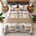 Housse de Couette 6 Pièces 100% Conton   Motif Abstrait Strié 