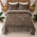 Couverture 3 pieces feuilles marron