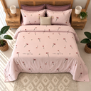 Parure De Drap  6 Pieces  Floral Minimaliste – Rose Poudré