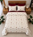 Parure de drap 6 pieces Fleuri Bordeaux 