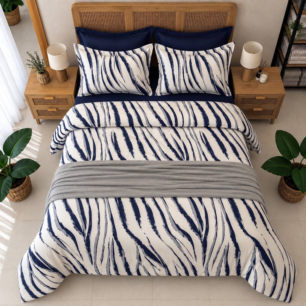 Parure de drap 6 pieces Zebre Marine