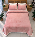 Couverture 3 pieces uni rose