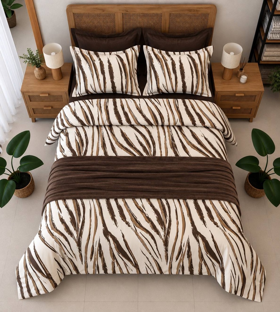 Parure de drap 6 pieces Zebre Marron