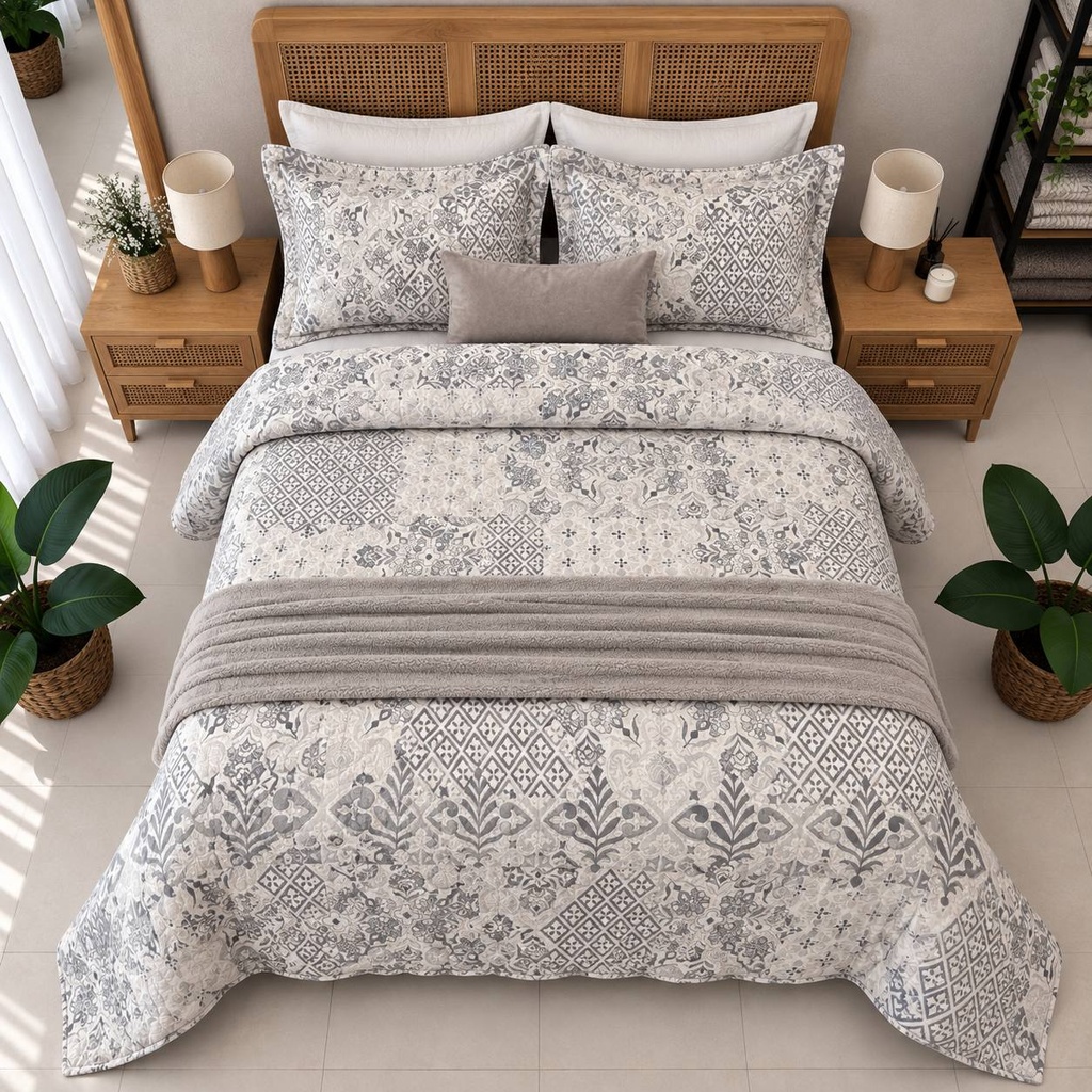 Couverture 3 Pieces Elegance Gris 