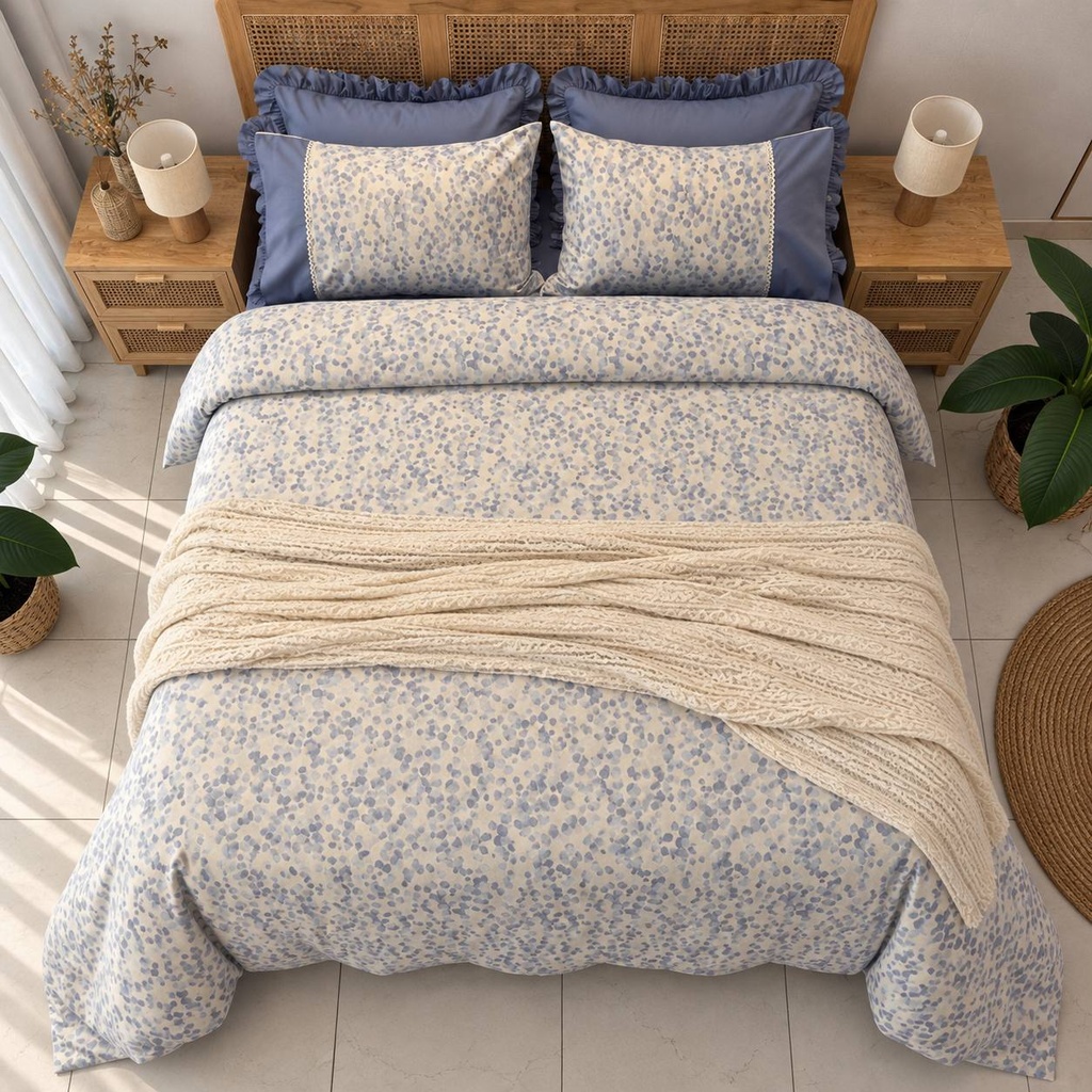 Housse de couette avec Dentelle Evasion Blue 100% Coton
