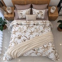 Housse de couette avec Dentelle Floral Beige Botanique 100% Coton 