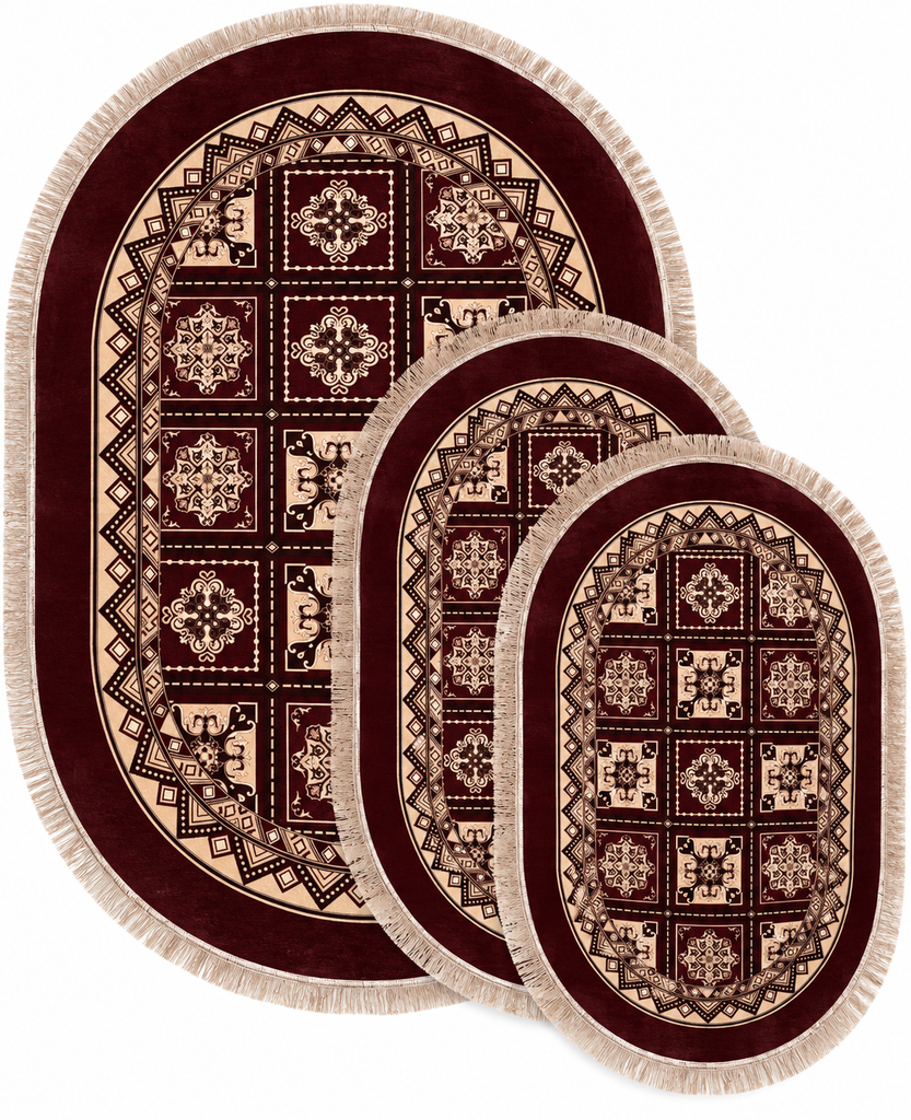 Descente de lit 3 pieces Motif Oriental Géométrique