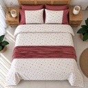Housse de couette Dentelle Rose Vintage 6 Pieces 100% Coton 