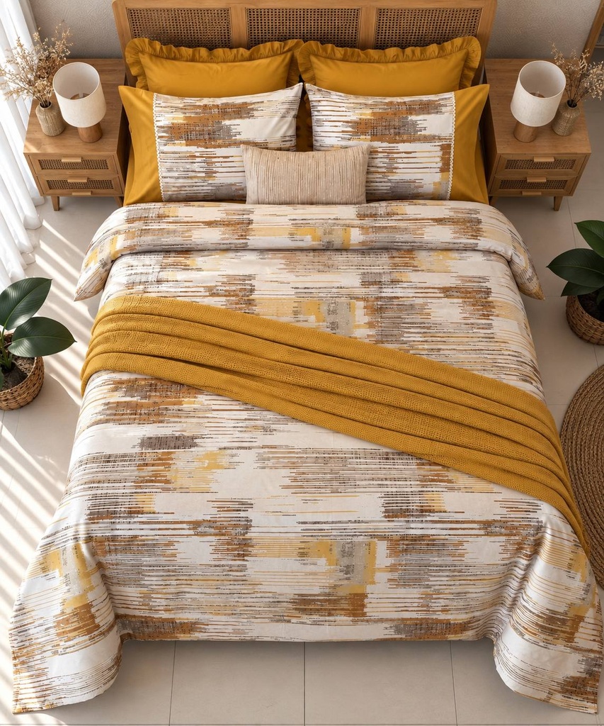 Housse de couette Dentelle Eclat Miel 6 Pieces 100% Coton