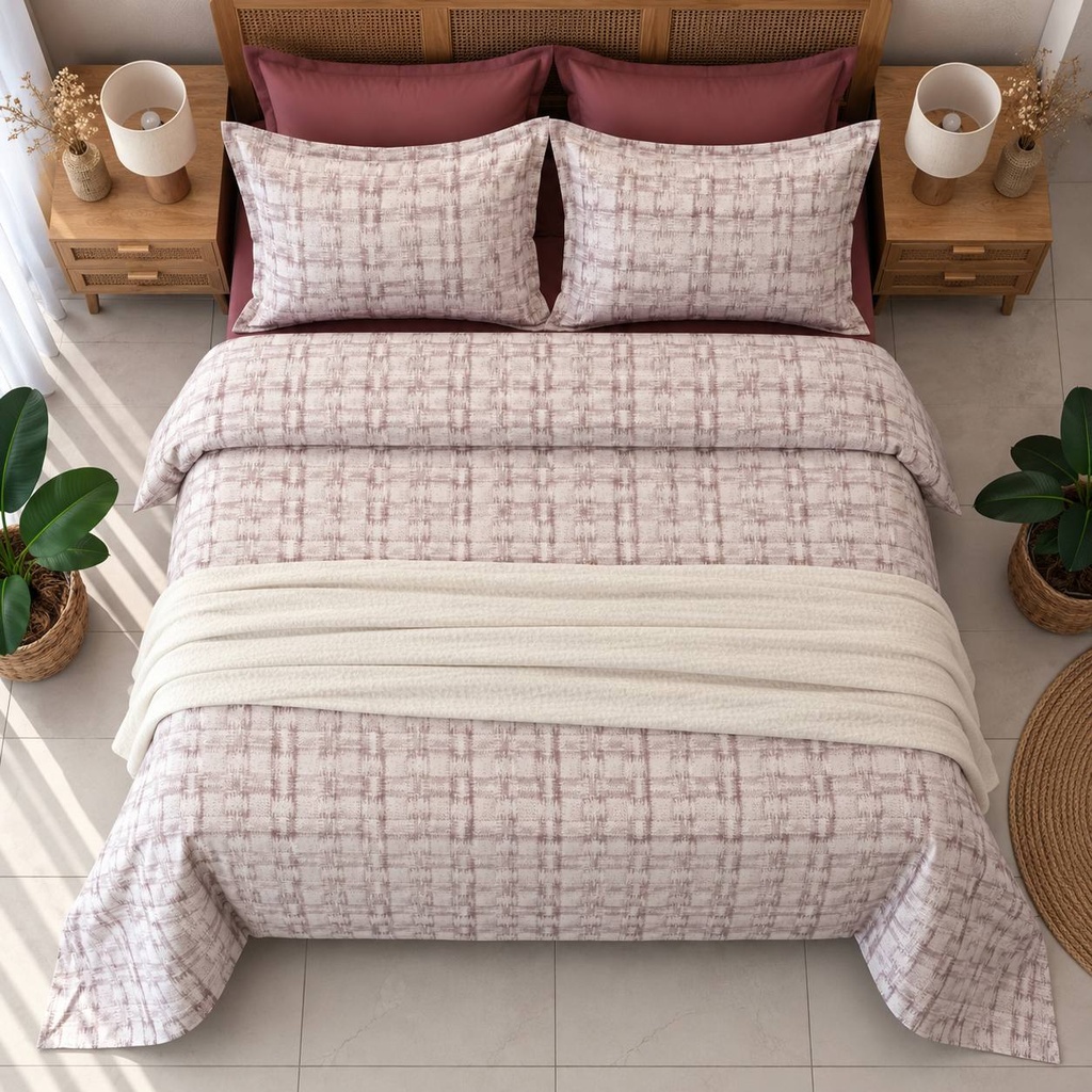 Parure de drap 6 Pieces Texture Rose