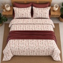 Parure de drap 6 Pieces Floral Bordeaux
