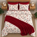 Housse  de couette 6 Pieces Floral Rubis