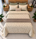     Parure de Draps 6 Pièces Floral Délicat – Beige & Taupe 