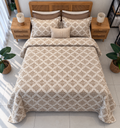     Parure de Draps 6 Pièces Arabesque Géométrique – Beige & Taupe 